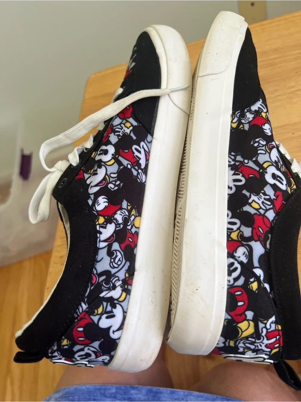 Disney Black Mickey Mouse Canvas Lace-Up Sneakers with Red and Yellow Accents